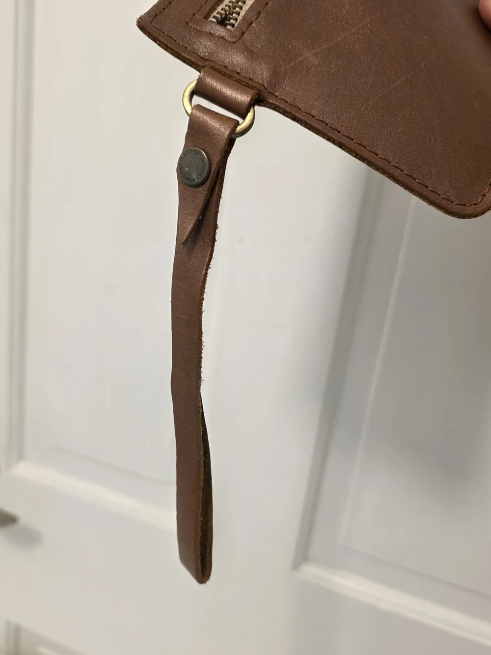 Portland Leather Goods Adriana Brown Leather Wristlet/Clutch, Slim, Versatile